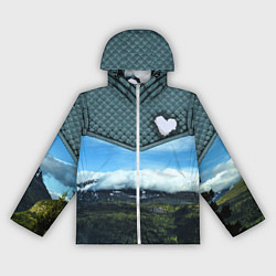 Ветровка с капюшоном женская Облачные сердца, цвет: 3D-белый