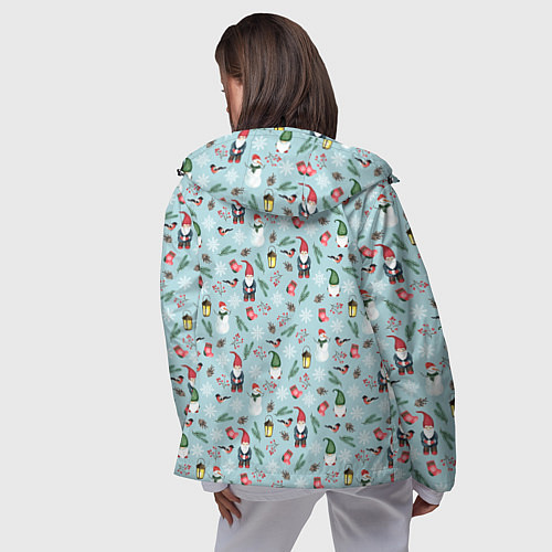 Женская ветровка Новогодние акварельные гномы / 3D-Черный – фото 4