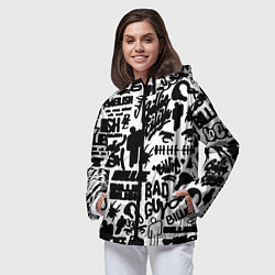 Ветровка с капюшоном женская Билли Айлиш автографы черно белый, цвет: 3D-черный — фото 2