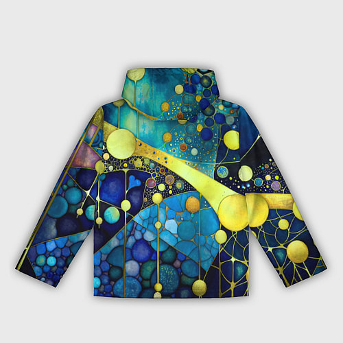 Женская ветровка Абстракция в жёлто синих тонах с кругами и линиями / 3D-Черный – фото 2