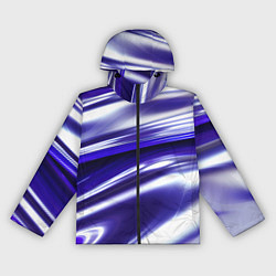 Ветровка с капюшоном женская Белая синяя абстракция волнами, цвет: 3D-черный