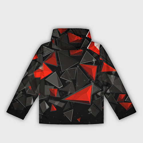 Женская ветровка Черные и красные треугольные частицы / 3D-Черный – фото 2