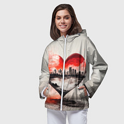 Ветровка с капюшоном женская Сердце города, цвет: 3D-белый — фото 2