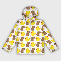 Ветровка с капюшоном женская Капибара с желтой уткой, цвет: 3D-белый