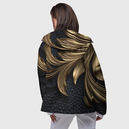 Женская ветровка Золотые узоры в виде листьев / 3D-Черный – фото 4