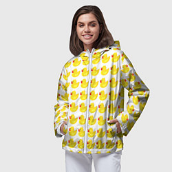 Ветровка с капюшоном женская Семейка желтых резиновых уточек, цвет: 3D-белый — фото 2