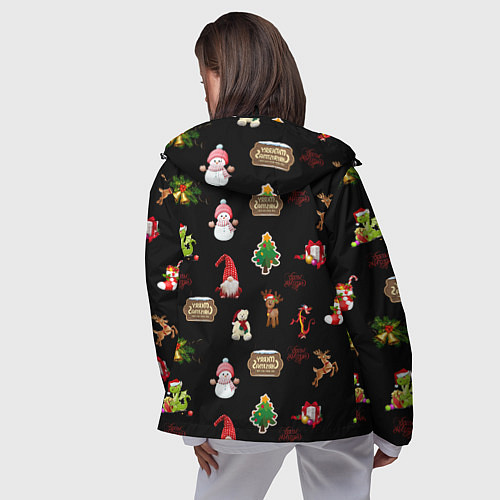 Женская ветровка Много новогодних игрушек / 3D-Черный – фото 4