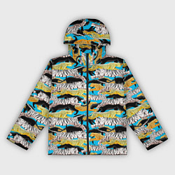 Ветровка с капюшоном женская Прыжок диких кошек, цвет: 3D-черный