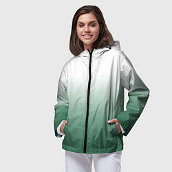 Ветровка с капюшоном женская Туманный градиент бело-зелёный, цвет: 3D-черный — фото 2
