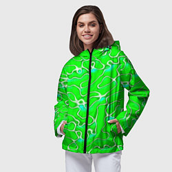 Ветровка с капюшоном женская Светло-зеленый камуфляж, цвет: 3D-черный — фото 2