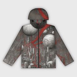 Ветровка с капюшоном женская Биотехнический городской пейзаж, цвет: 3D-черный