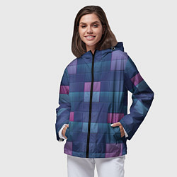 Ветровка с капюшоном женская Фиолетовые квадраты, цвет: 3D-черный — фото 2