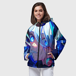 Ветровка с капюшоном женская Геншин Импакт Фурина, цвет: 3D-черный — фото 2