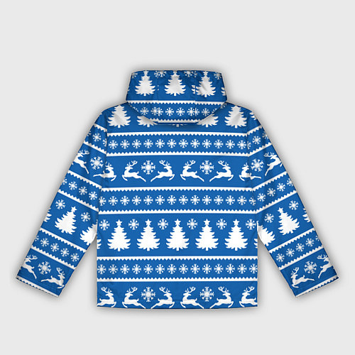 Женская ветровка Синий свитер с новогодними оленями / 3D-Белый – фото 2