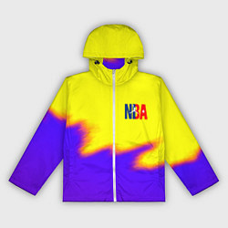Ветровка с капюшоном женская НБА баскетбол краски неоновые желтые, цвет: 3D-белый