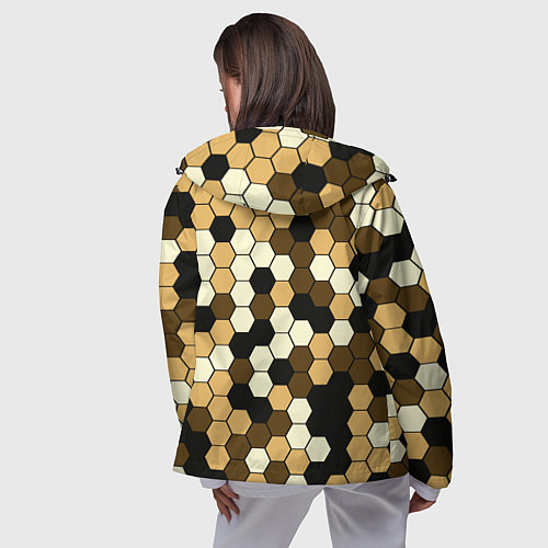 Женская ветровка Камуфляж гексагон коричневый / 3D-Черный – фото 4