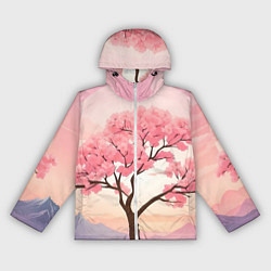 Ветровка с капюшоном женская Вишневое дерево в полном цвету, цвет: 3D-белый