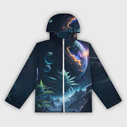 Ветровка с капюшоном женская Вид на землю с другой планеты, цвет: 3D-белый