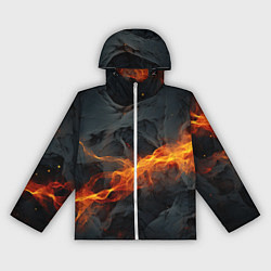 Ветровка с капюшоном женская Оранжевая световая абстракция на черном, цвет: 3D-белый