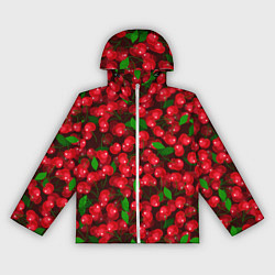 Ветровка с капюшоном женская Красная спелая вишня, цвет: 3D-белый