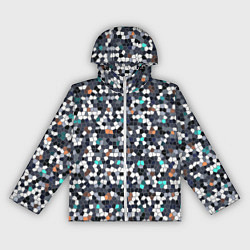 Ветровка с капюшоном женская Мозаика серый, цвет: 3D-белый