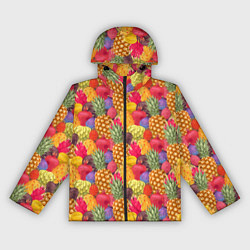Ветровка с капюшоном женская Экзотические фрукты, цвет: 3D-черный