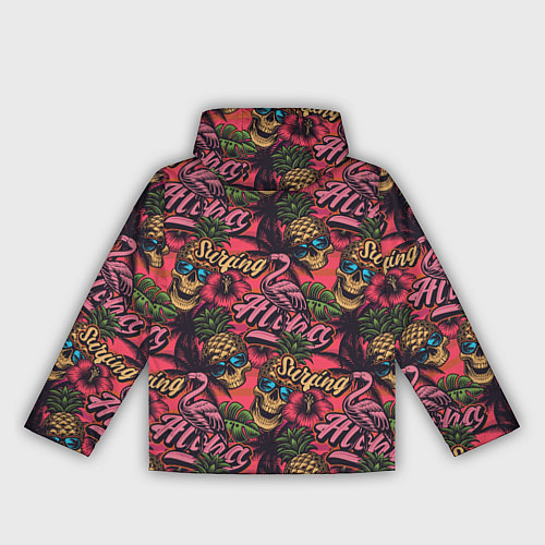 Женская ветровка Черепа из ананасов и розовые фламинго / 3D-Белый – фото 2