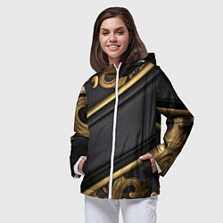 Ветровка с капюшоном женская Лепнина объемные узоры золотые, цвет: 3D-белый — фото 2