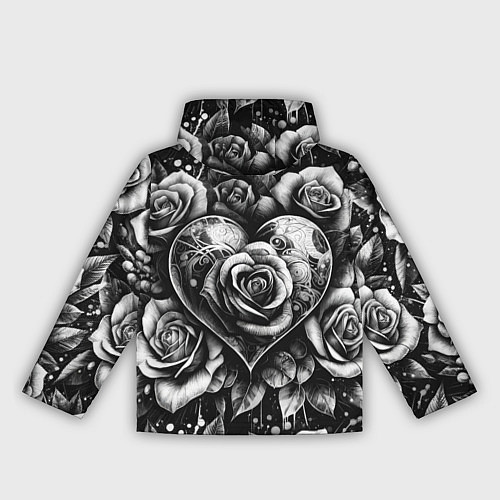 Женская ветровка Черно белое сердце и розы / 3D-Белый – фото 2