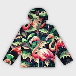 Ветровка с капюшоном женская Камуфляж розовый фламинго, цвет: 3D-белый
