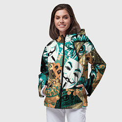 Ветровка с капюшоном женская Криптавалюта с маской Виндетта, цвет: 3D-черный — фото 2