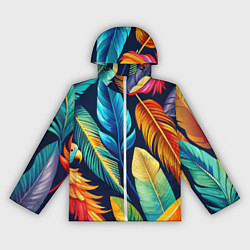 Ветровка с капюшоном женская Пёстрые пёрышки попугаев, цвет: 3D-белый