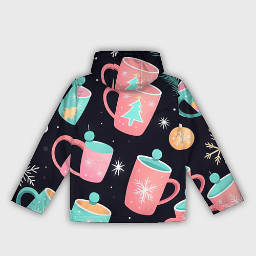 Женская ветровка Паттерн новогодние кружки - нейросеть / 3D-Черный – фото 2