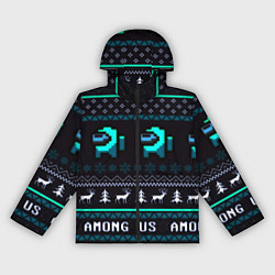Ветровка с капюшоном женская Among us зима олени, цвет: 3D-черный