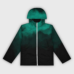 Ветровка с капюшоном женская Зелёный туман на чёрном, цвет: 3D-белый