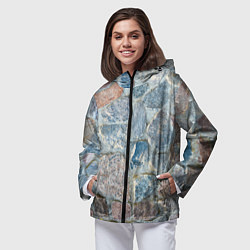 Ветровка с капюшоном женская Каменный фон, цвет: 3D-черный — фото 2