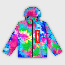 Ветровка с капюшоном женская Color abstraction - summer, цвет: 3D-черный