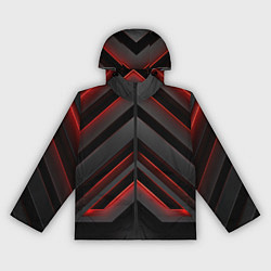 Ветровка с капюшоном женская Красные яркие неоновые полосы на черной абстракции, цвет: 3D-черный