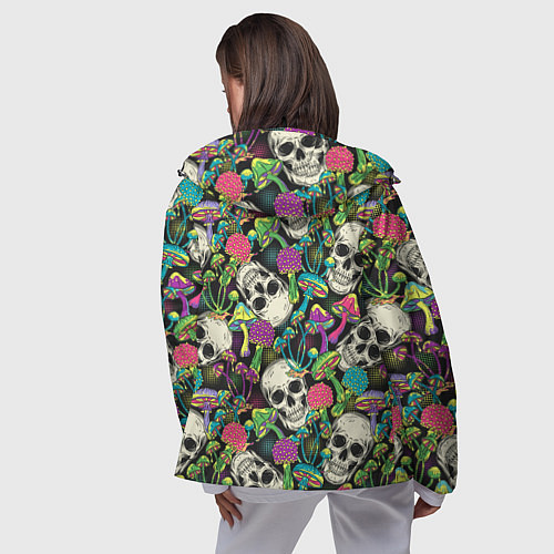 Женская ветровка Человеческие черепа с грибами / 3D-Черный – фото 4