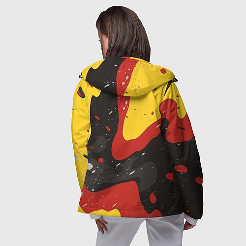 Женская ветровка Красные желтые оранжевые пятна краски абстракция / 3D-Черный – фото 4