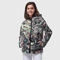 Ветровка с капюшоном женская Абстрактный разноцветный узор, цвет: 3D-черный — фото 2