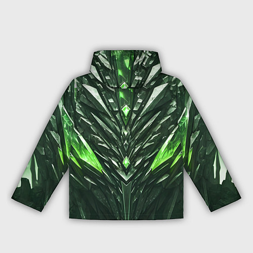 Женская ветровка Зелёные кристаллы и камень / 3D-Черный – фото 2