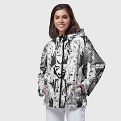 Ветровка с капюшоном женская Ahegao узор, цвет: 3D-черный — фото 2