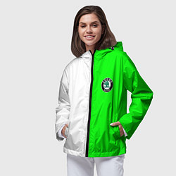 Ветровка с капюшоном женская Skoda спорт, цвет: 3D-черный — фото 2