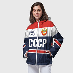 Ветровка с капюшоном женская СССР - Союз Советских Социалистических Республик, цвет: 3D-белый — фото 2
