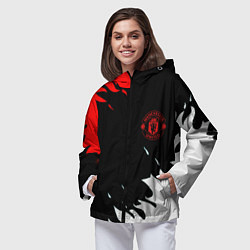 Ветровка с капюшоном женская Manchester United flame fc, цвет: 3D-черный — фото 2