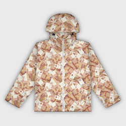 Ветровка с капюшоном женская Деньги - купюры в 5 тысяч рублей, цвет: 3D-белый