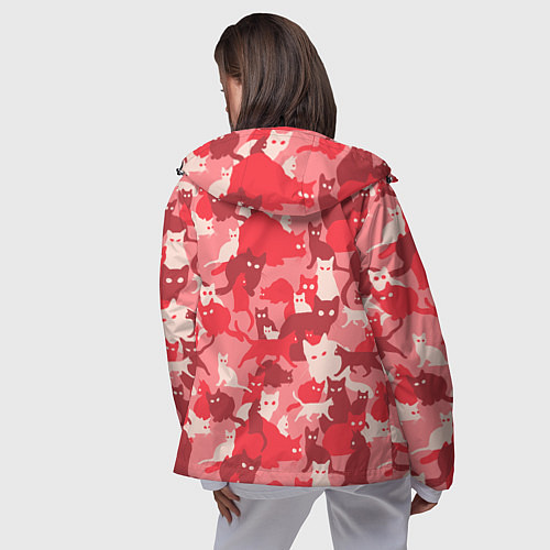 Женская ветровка Розовый кошачий комуфляж / 3D-Черный – фото 4