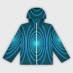 Ветровка с капюшоном женская Неоновые овалы на зеленом фоне, цвет: 3D-белый