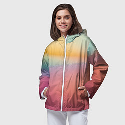 Ветровка с капюшоном женская Радужные переходы градиент, цвет: 3D-белый — фото 2